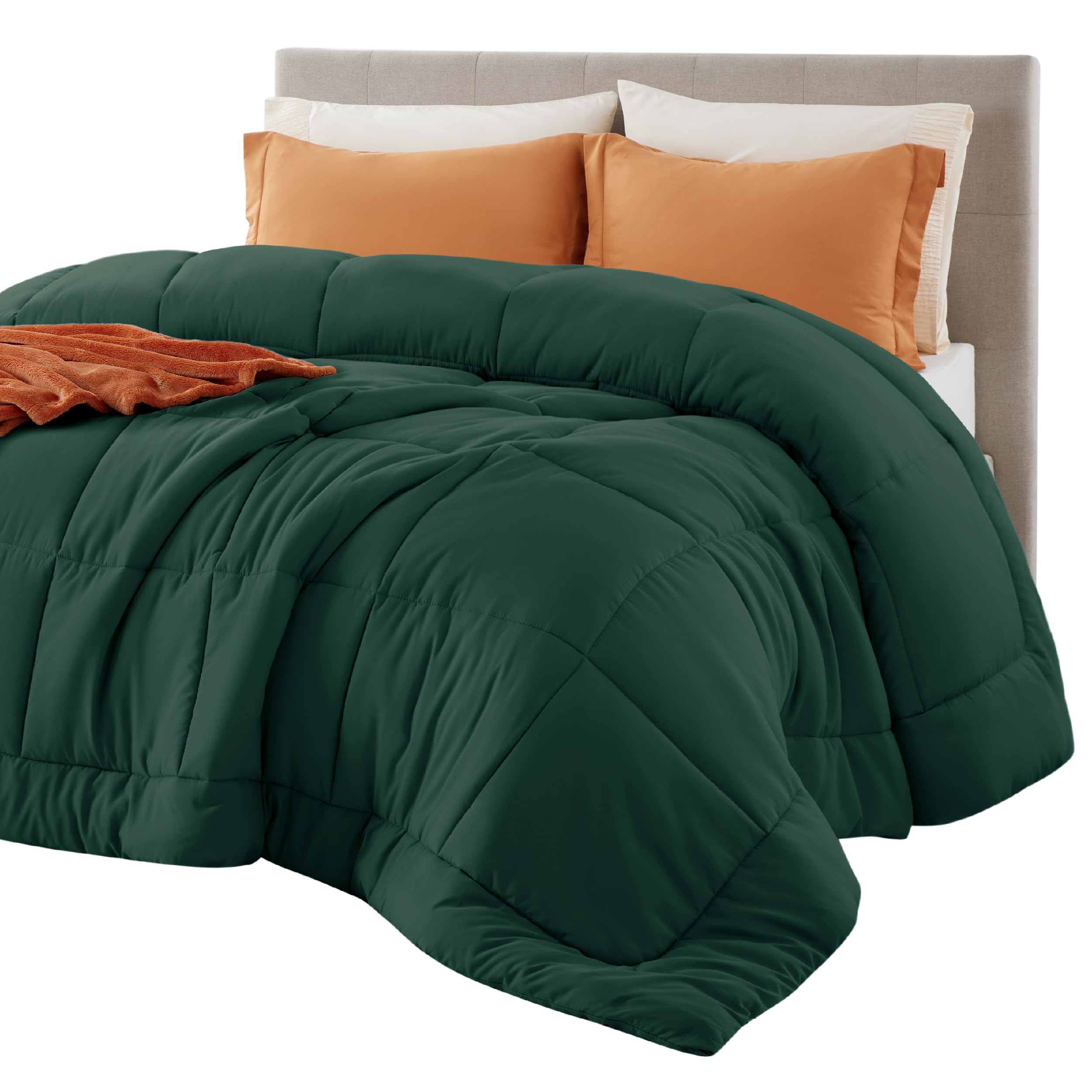 Bedsure Comforter Duvet Insert - Quilted Comforters Queen Size, All Season Duvet, GentleSoft Down Alternative Bedding, with 8 Tabs, Gifts for Women/Men, Green, Queen 88 x 88 Inches