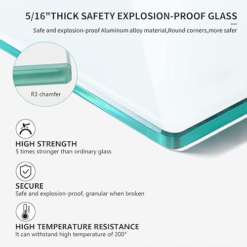 Miniatura 6 de Puerta corrediza de cristal para bañera, 56-60 pulgadas de ancho x 58 pulgadas de alto, sin marco, para baño, vidrio templado transparente de 516