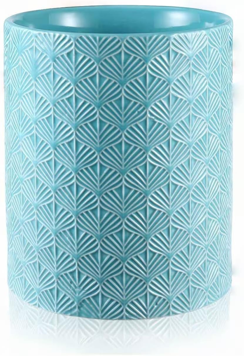Ceramic Utensils Holder，Extra Large Stable Ceramic Cooking Tool Organizer Set for Kitchen，For Countertop ,Blue