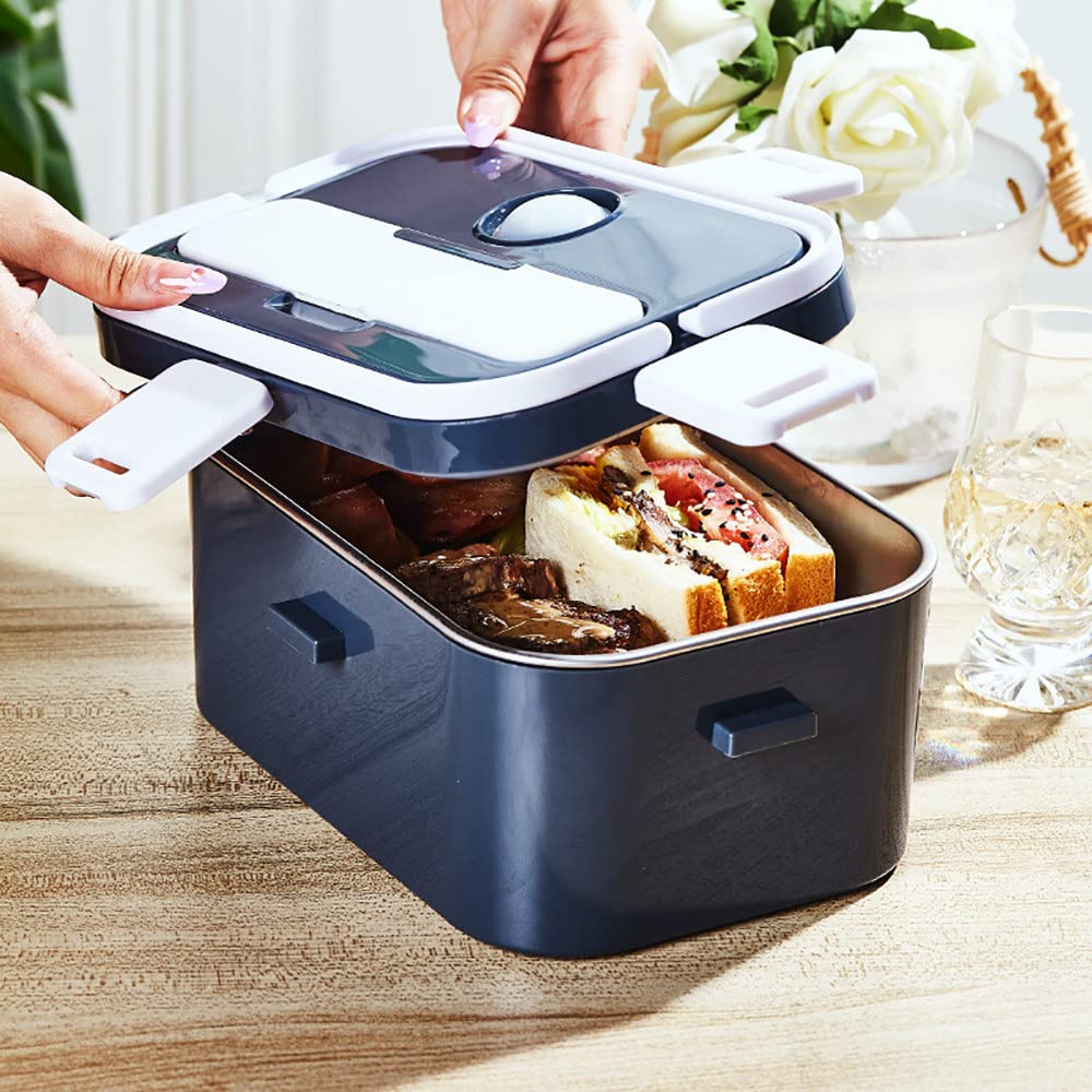 Scaldavivande Elettrico Portatile, 60W 1.5L Porta Pranzo Riscaldabile 3 In 1, 220V/12V/24V Scalda Vivande Portatile Elettrico, con Borsa Termica Forchetta e Cucchiaio, per Auto Camion e Ufficio