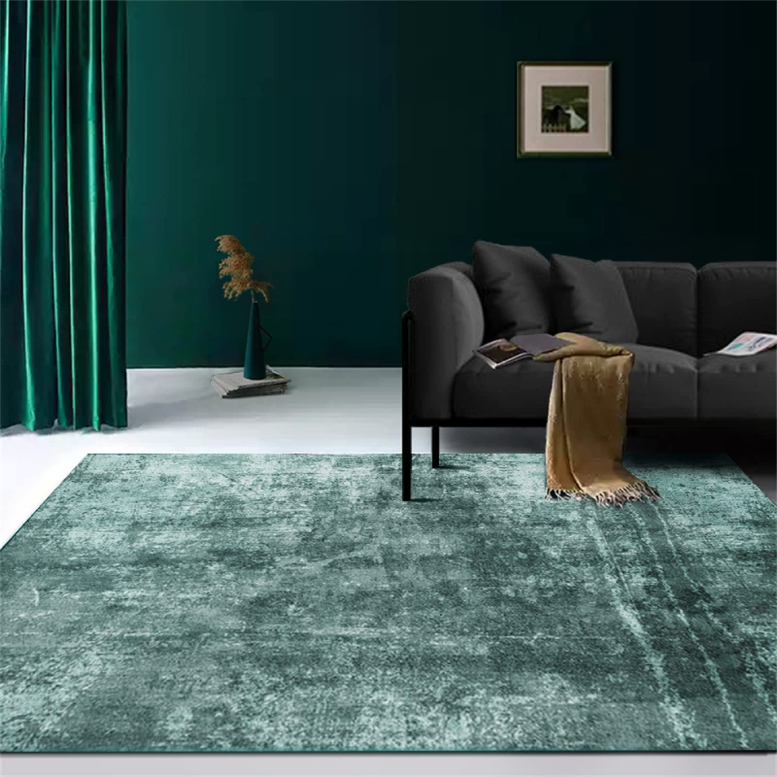 Tapis sale de tapis de salon vert anti-glisse et résistant à l'usure