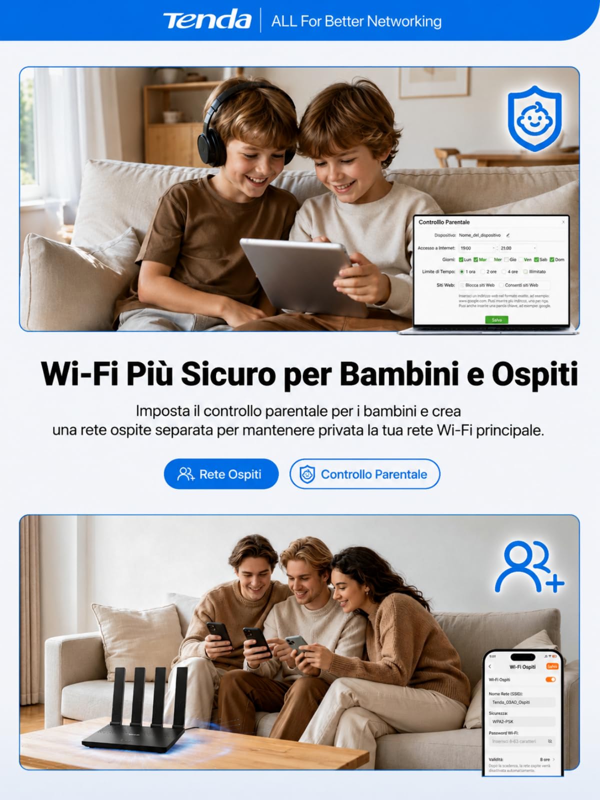 Tenda Router 4G con SIM Modem LTE Cat4 Wi-Fi N300 4G03 Pro V2.0 | 4 Antenne Pieghevoli, USB-C, Porta LAN/WAN, Plug & Play, Fino a 32 Dispositivi, Portatile per Casa, Camper e Viaggio