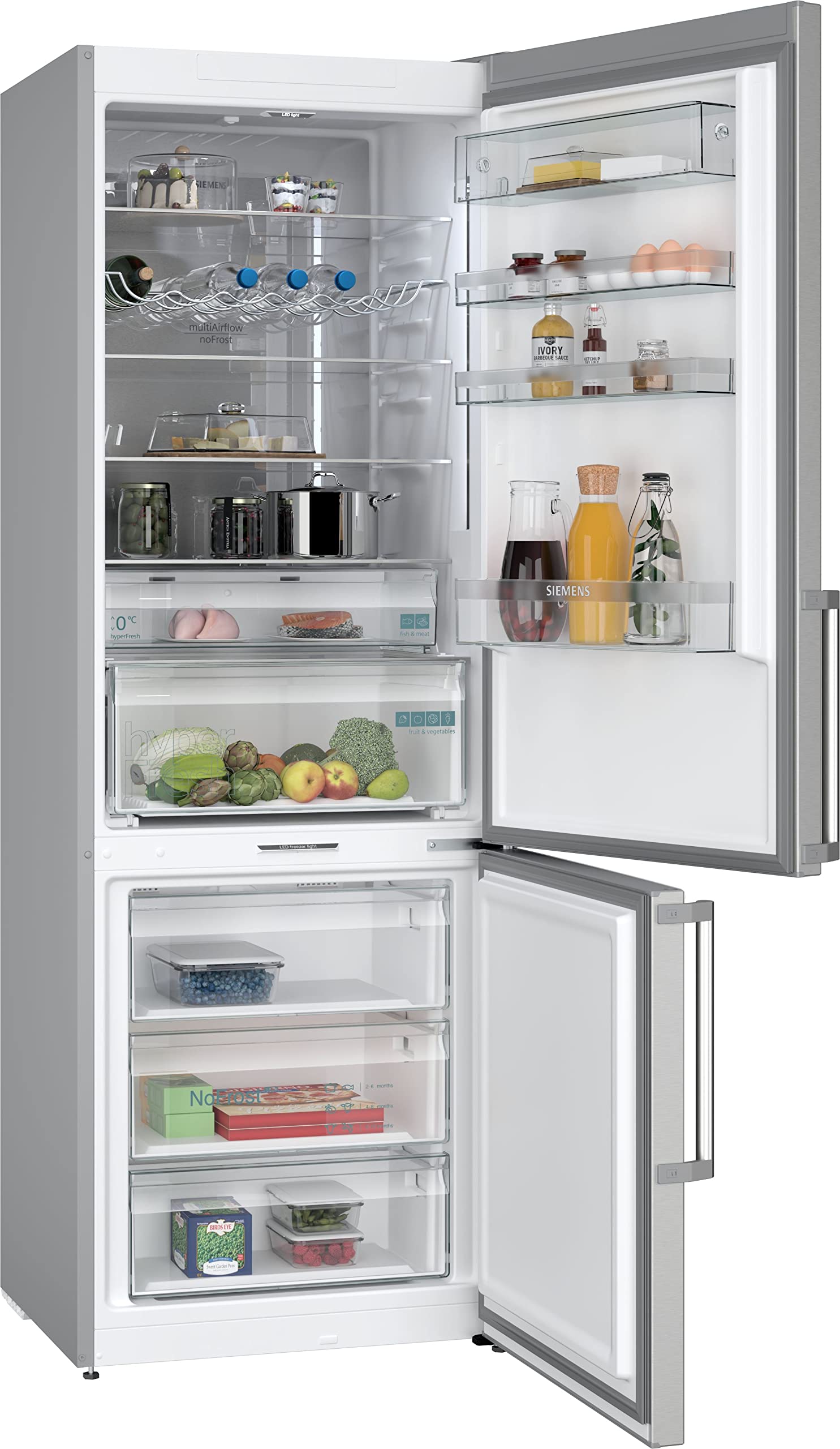 Siemens KG49NAIBT iQ500 - Frigorífico y congelador (203 x 70 cm, 337 L + 145 L, frescor más largo, no se descongela, BottleCooler