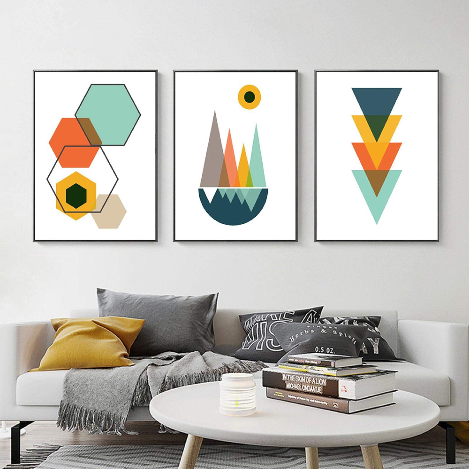 Arte da parete di grandi dimensioni, astratto Golden Mountain Bird Paesaggio Dipinti su tela Stampa Poster Pittura a olio per soggiorno casa moderna - Italia