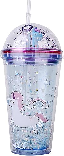 Miniatura 6 de Vasos de unicornio con pajita para fiestas infantiles, vasos de viaje, tazas de café helado, vaso de plástico reutilizable, botella de agua Gfit