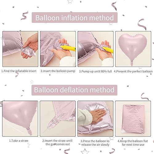 Miniatura 3 de Globos de corazón rosa y blanco, 10 globos de corazón de papel de aluminio rosa crema y blanco, globos en forma de corazón de 18 pulgadas, globos en