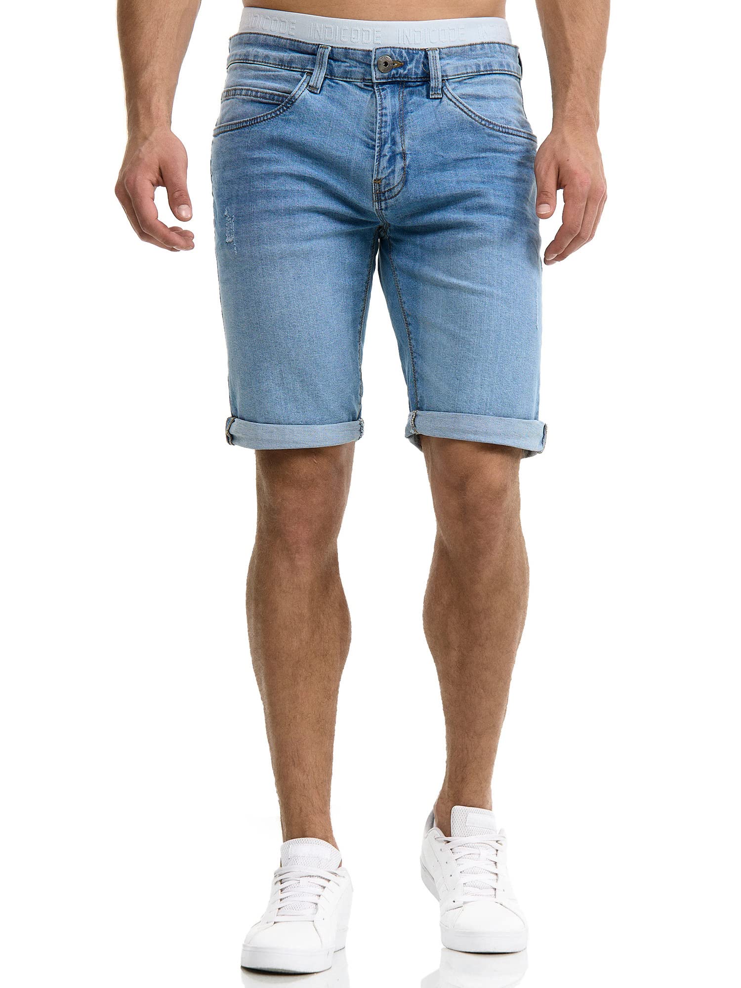 Indicode Hommes Caden Jeans Shorts | Pantalon Court en Jean à 5 Poches