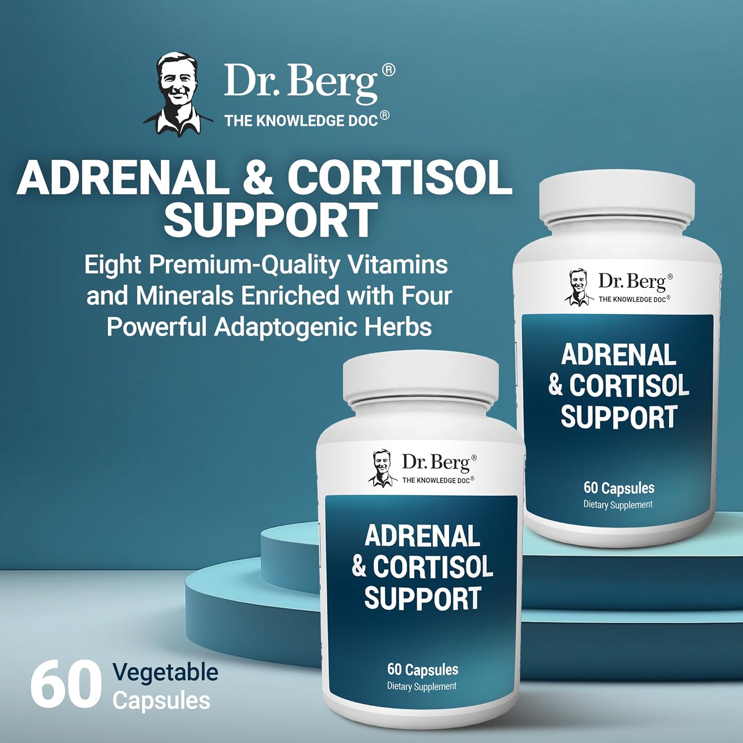Dr. Berg Adrenal & Cortisol Capsules - Adrenal Supplement & Cortisol Manager - Mood, Focus, Relaxation and Stress Support - Adrenal Supplements with Ashwagandha Extracts - 60 Capsules - Image 4