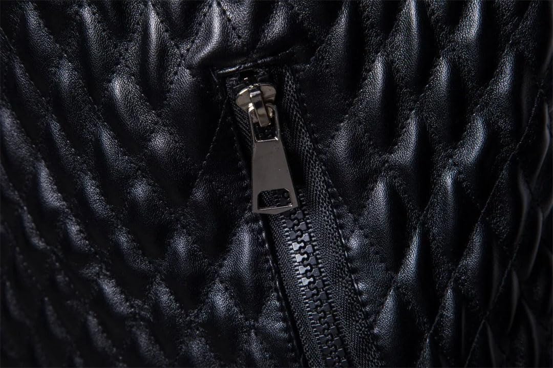 Chaqueta de cuero para hombre, cuello alto, ligera, de piel sintética