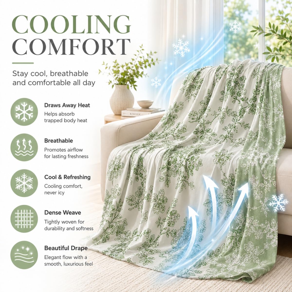 Surwin Coperta Rinfrescante Estivo per Chi Dorme Caldo, Coperta Refrigerante in Fibra di Bambù Jacquard con Motivo Floreale, Leggera e Traspirante per Singolo Matrimoniale Letto (Viola,200x230cm)