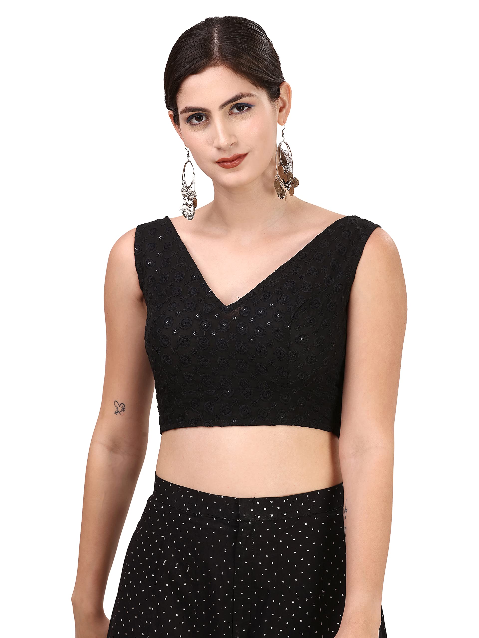 OOMPH! Cotton Readymade Blouse for Women, Hakoba Cotton high Neck