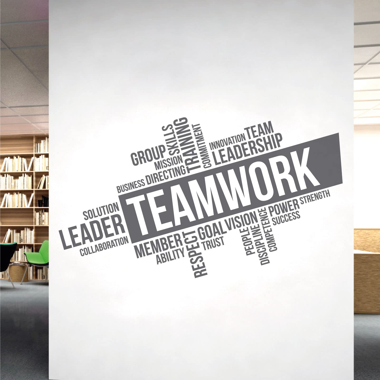 Corporate Wall Art Sticker - Teamwork, Leadership, Training, Skills Goal, Respect... - Company Office, Conference Room [XLarge] [Dark Grey]