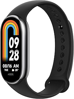 XIAOMI Smart Band 8 - Braccialetto di attività, autonomia fino a 16 giorni, display AMOLED con frequenza di aggiornamento di 60 Hz, 5 ATM, 150 modalità sportive, nero (versione ES + 3 anni di