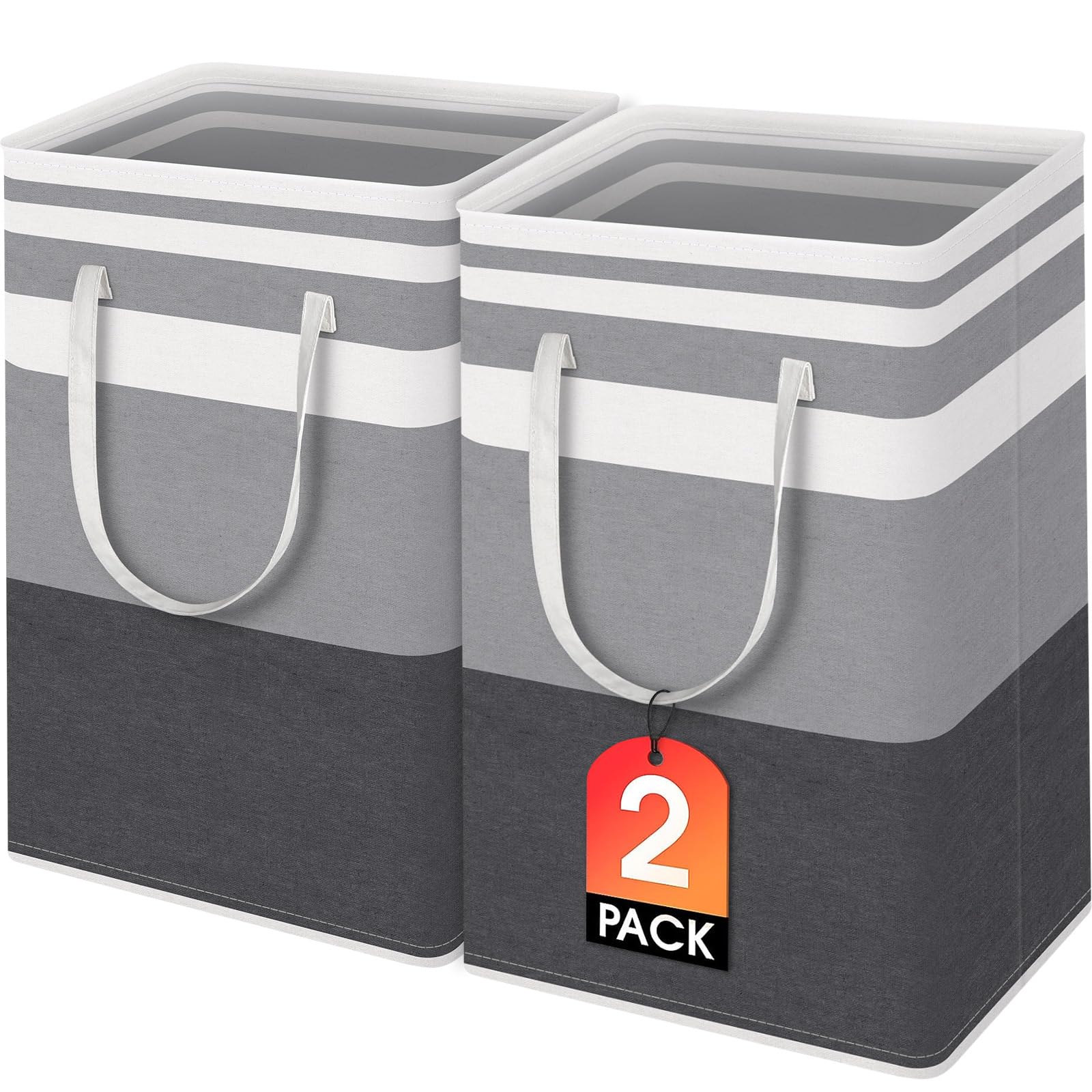 2 Pack Large Laundry Baskets Bins, Collapsible Clothes Laundry Hamper, 100L