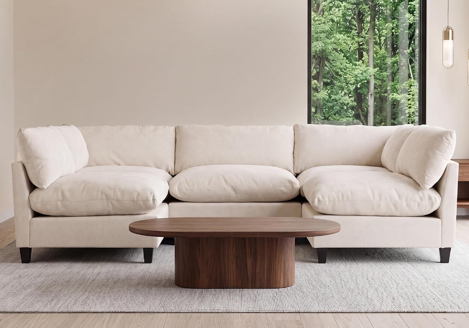 Iroomy 5-Seater Oversized Chenille Cloud Couch, U-Shape - Image 1
