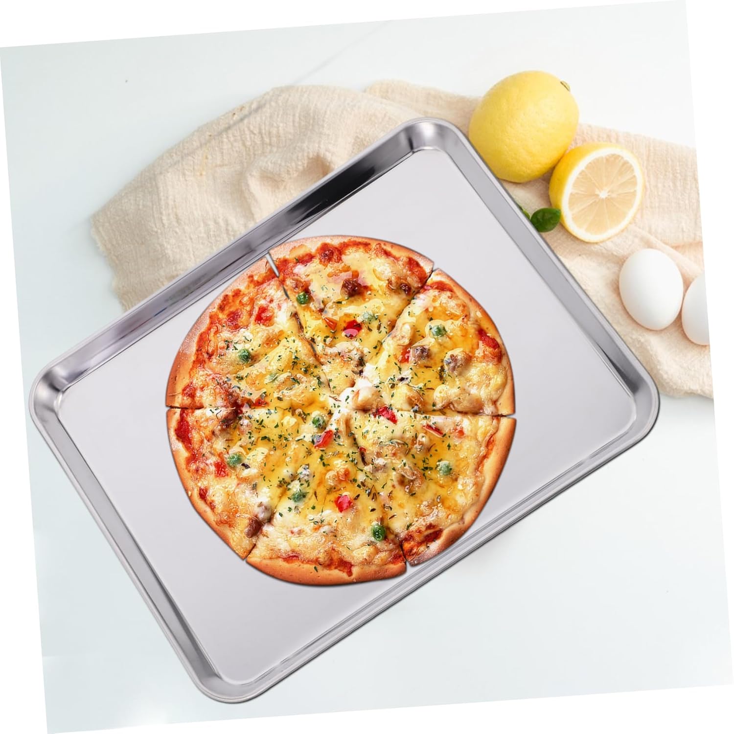 3Pcs Stainless Steel Toaster Oven Pans Compact Nonstick Baking Easy Clean Ovenware for Baking Cookies Roasting Vegetables and Daily Use Fits Ovens