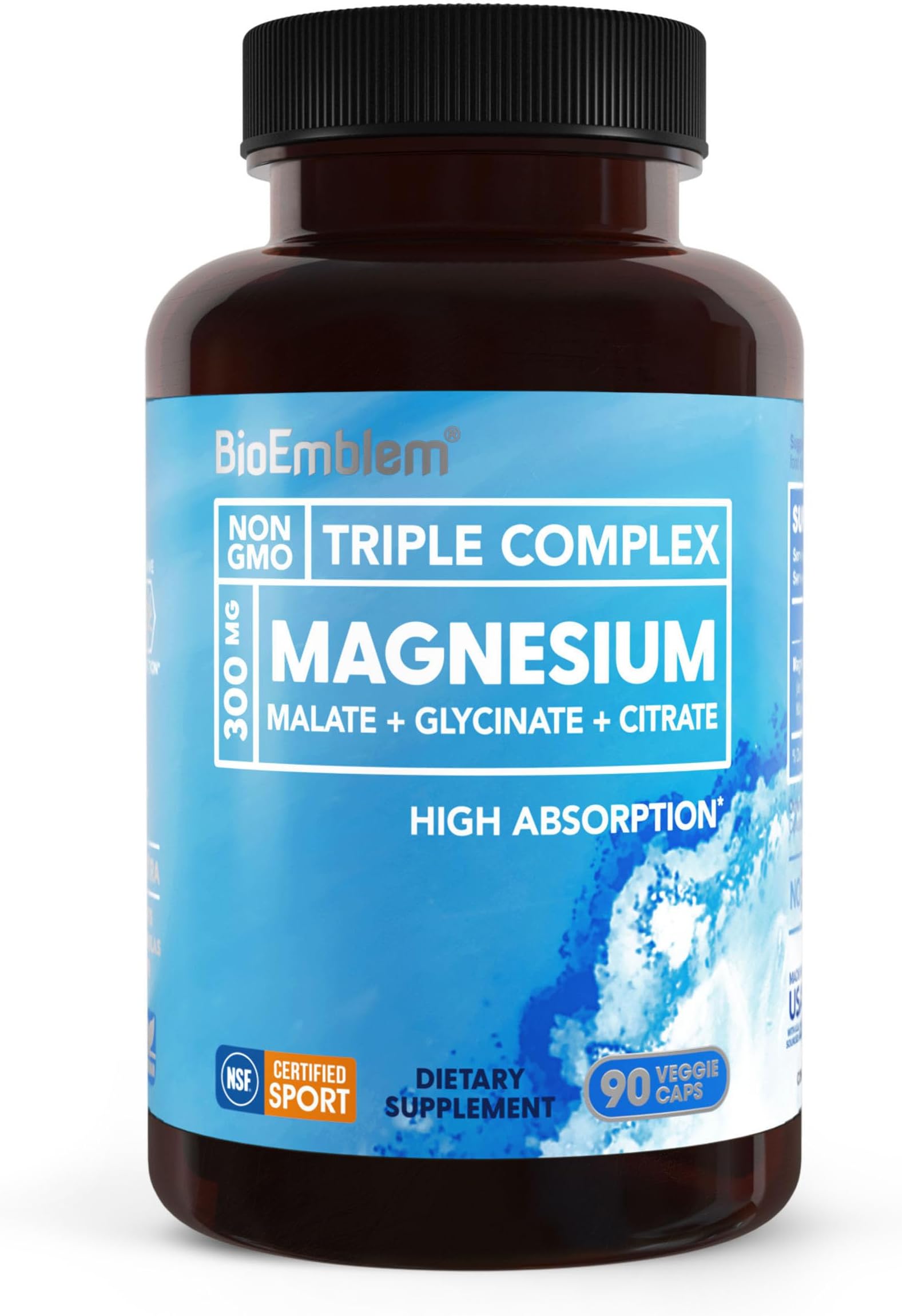 BioEmblem Non-GMO Triple Magnesium Complex (90 Capsules,300mg)