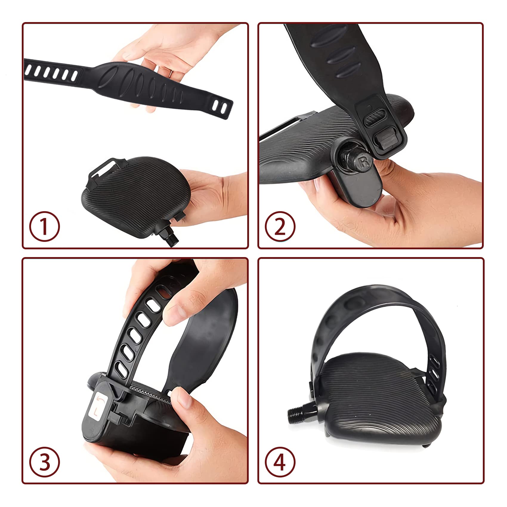 Lot De 2 Pédales Pour Vélo D'appartement - Avec Sangles De Rechange - Compatible Vélo Stationnaire, Spinning - 10