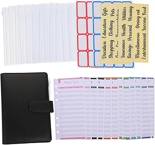 HONMEET 1 Conjunto Manual De Couro Envelope Adesivo Fichário A6 Envelopes Organizador De Fichário De Dinheiro Fichário Recarregável Fichário De Orçamento Portátil Envelope De Dinheiro