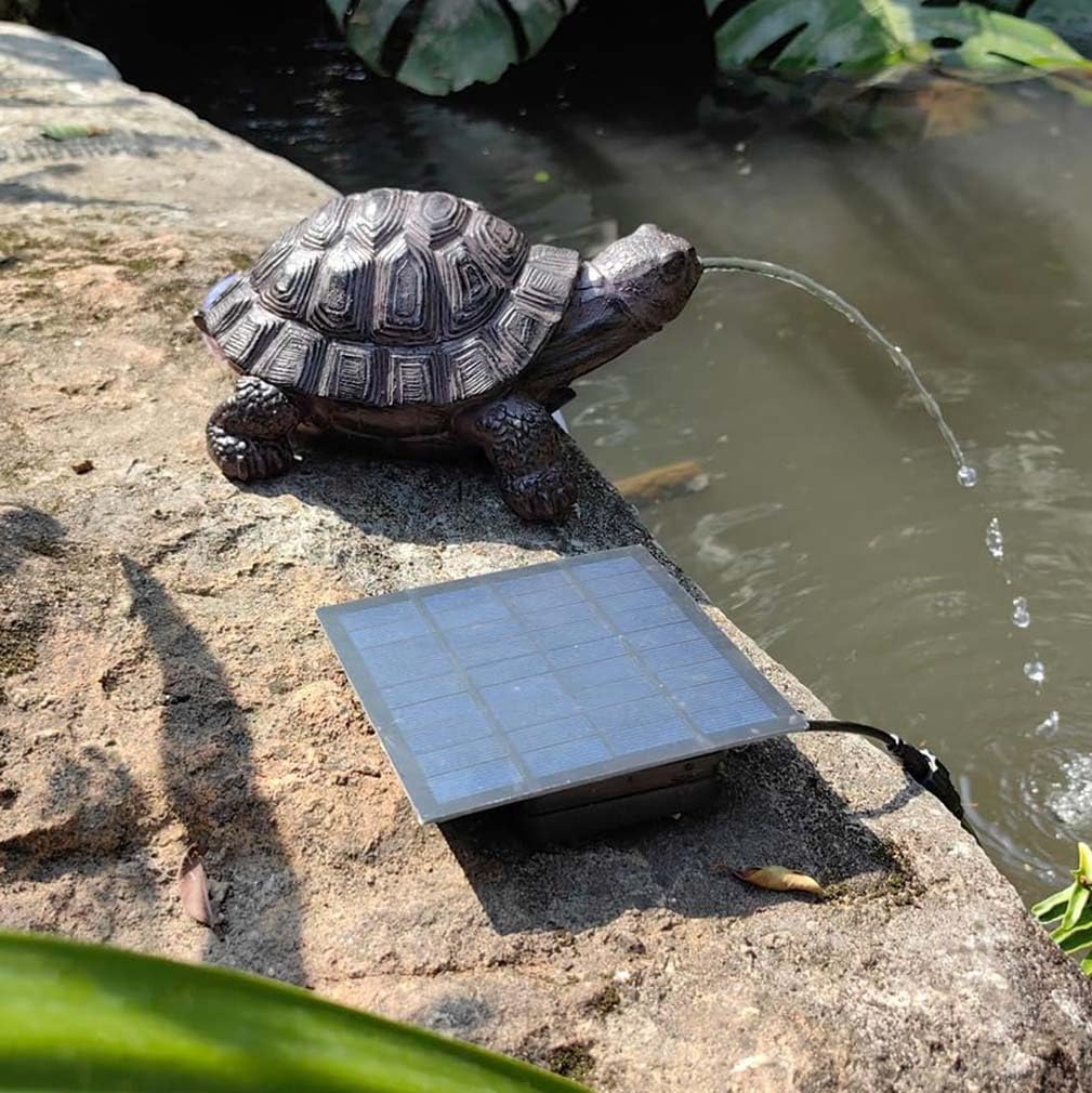 Solar Powered Garden Turtle Water Fountain, Solar Pond Spitter Resin Turtle Fountain, Solar-Powered Water Aerator, Turtle Fountain, Animal Pond Fountains, Outdoor Water Feature Statue Decorative
