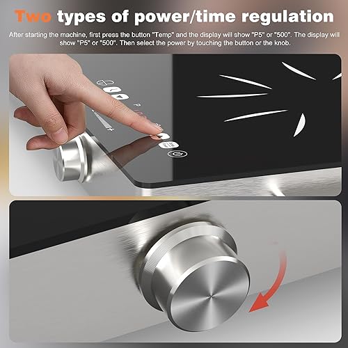 Miniatura 4 de Estufa eléctrica de 2 quemadores  Estufa eléctrica portátil de 24 pulgadas, 110 V, 2000 W, encimera de doble quemador de cerámica con panel de