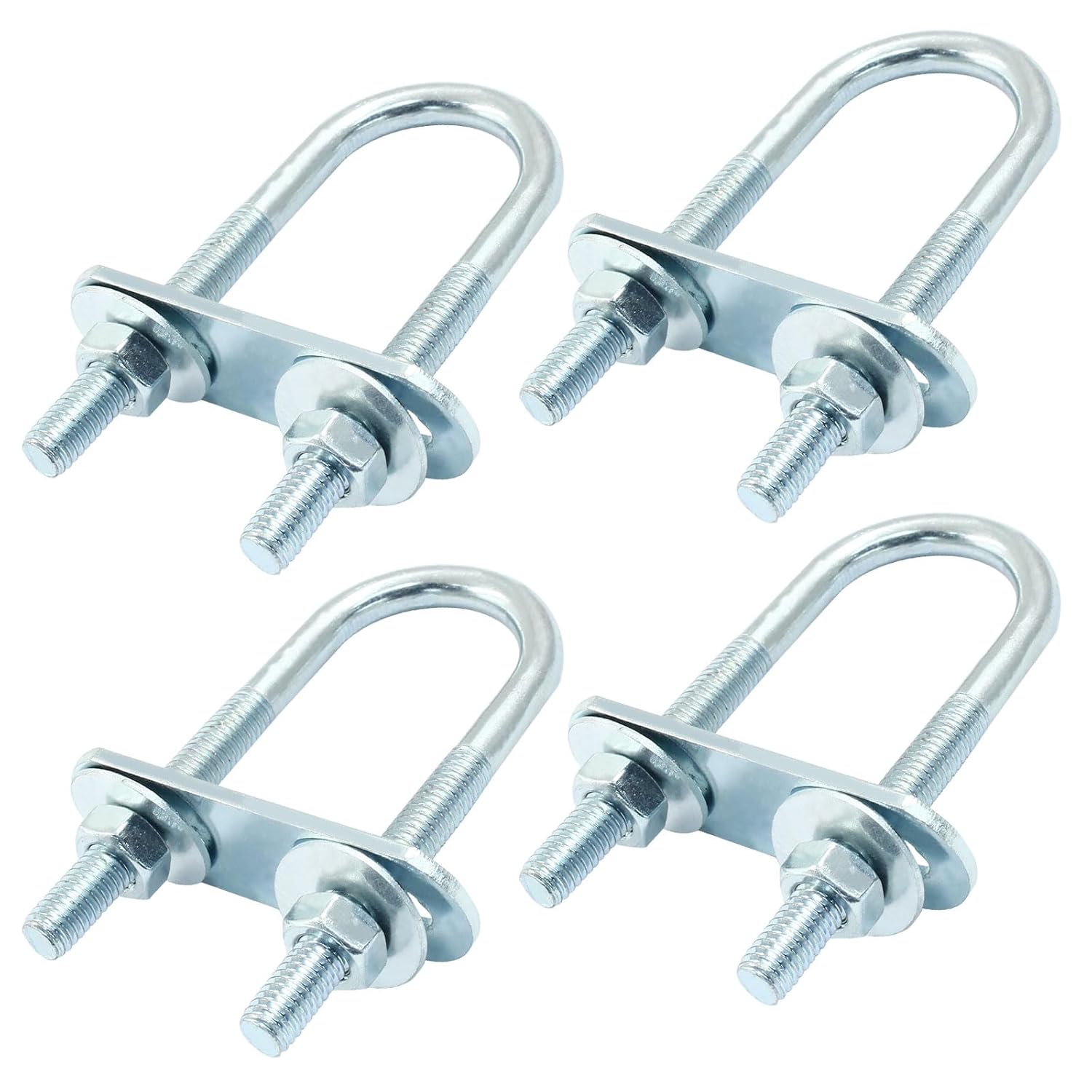4 Pcs Round U Bolts M6 U Clamp Bolts with Nuts and Frame Plates(22mm/0.87In Inner Width 70mm/2.76In Length)