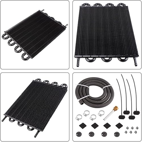 Miniatura 7 de Enfriador de aceite de transmisión de 8 filas, control remoto universal de aluminio de 8 pasos, kit de enfriador de aceite de motor de 516 pulgadas,