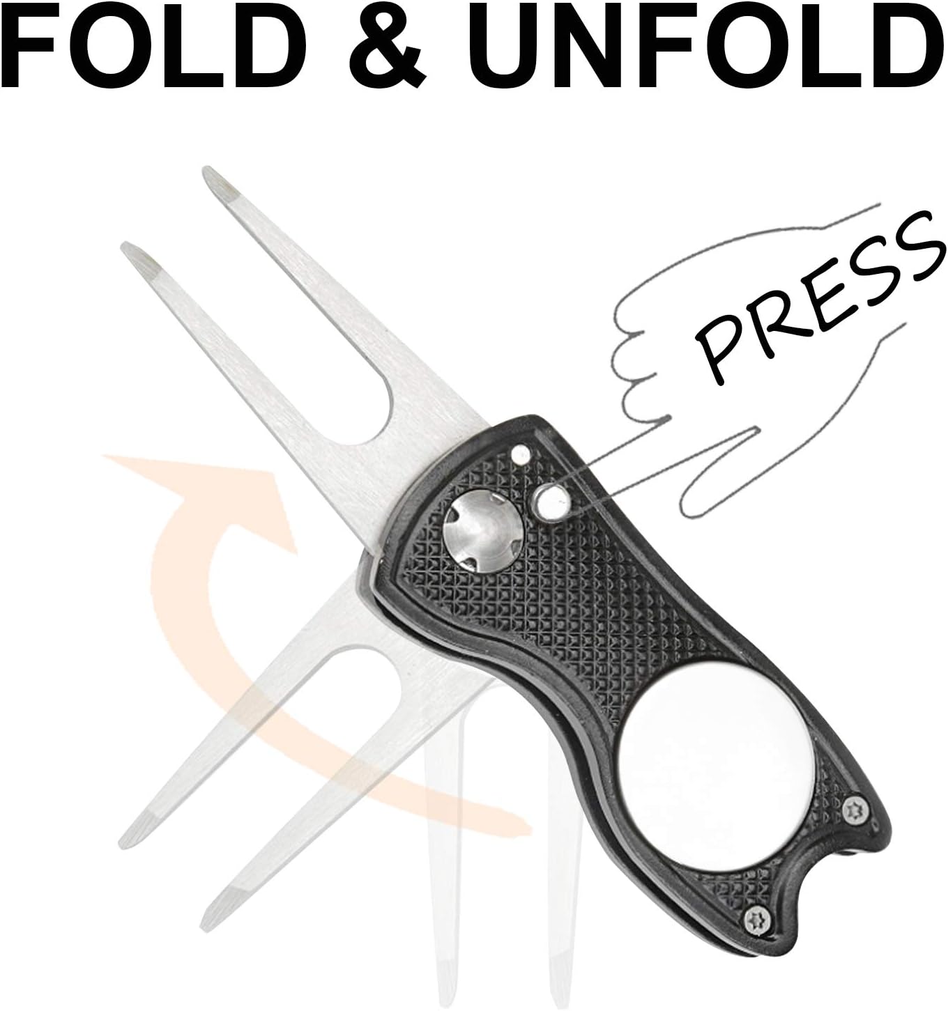Eshan 2 pcs Foldable Golf Divot Repair Tools with Ball Marker image 3