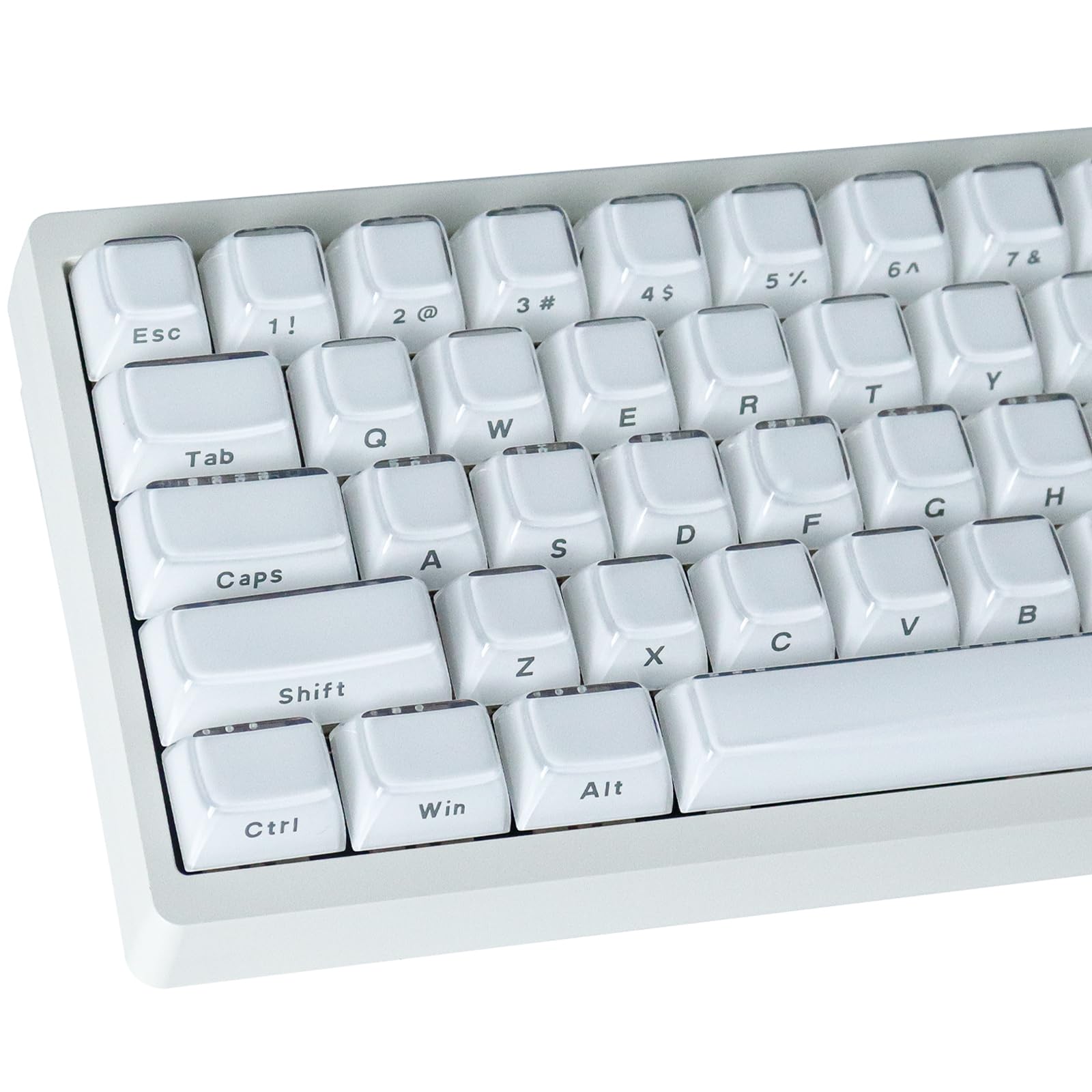 JakeTsai Copritasti in gelatina di cristallo, keycap in PBT, 113 tasti, profilo OEM, double shot, bianco traslucido, con stampa laterale personalizzata, per switch Cherry MX e tastiera meccanica con