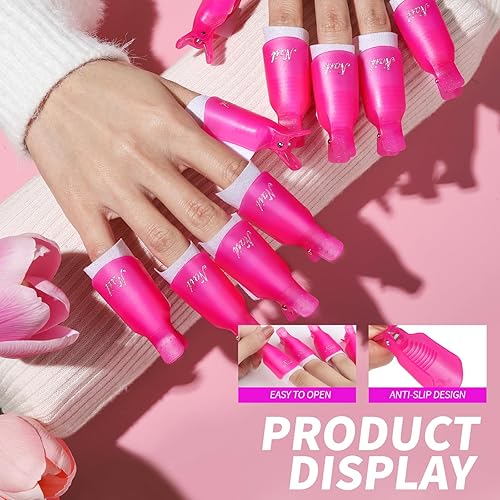 Miniatura 13 de FANDAMEI Kit de herramientas para quitar esmalte de uñas con clips de uñas, botella removedor de esmalte de uñas de 3.4 fl oz, almohadilla de A-Rosa