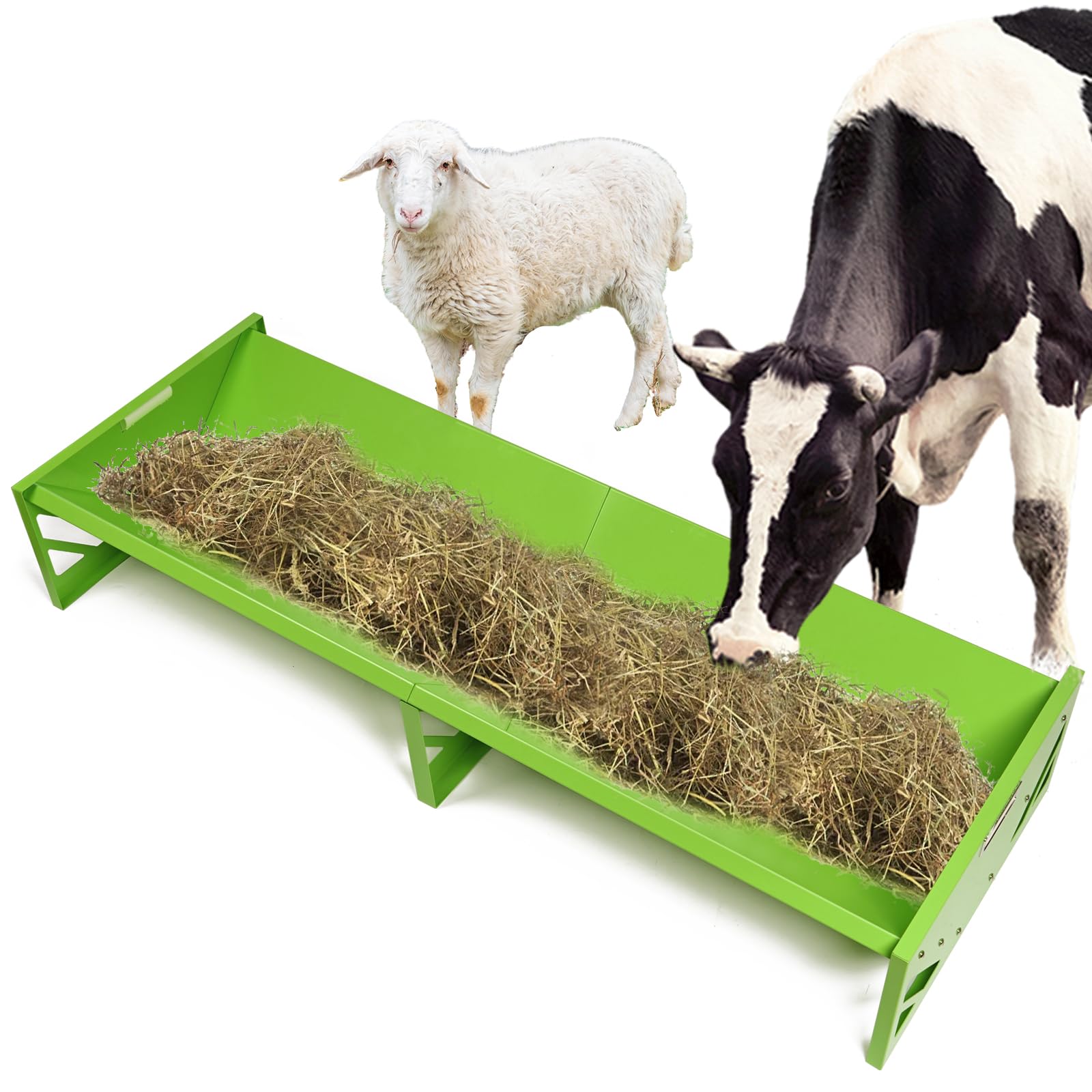 Comedero para Cabras, de 139.7 cm, de Metal de Gran Capacidad, de Acero galvanizado, para Ganado, Vacas, Caballos, ovejas, Cabras, Cerdos, terneros, Ciervos