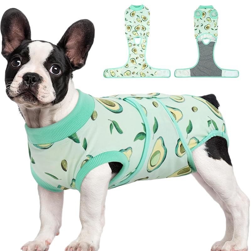 Roupa pós-cirúrgica para cães e gatos em algodão e elastano Kuoser X-small Avocado Fresh