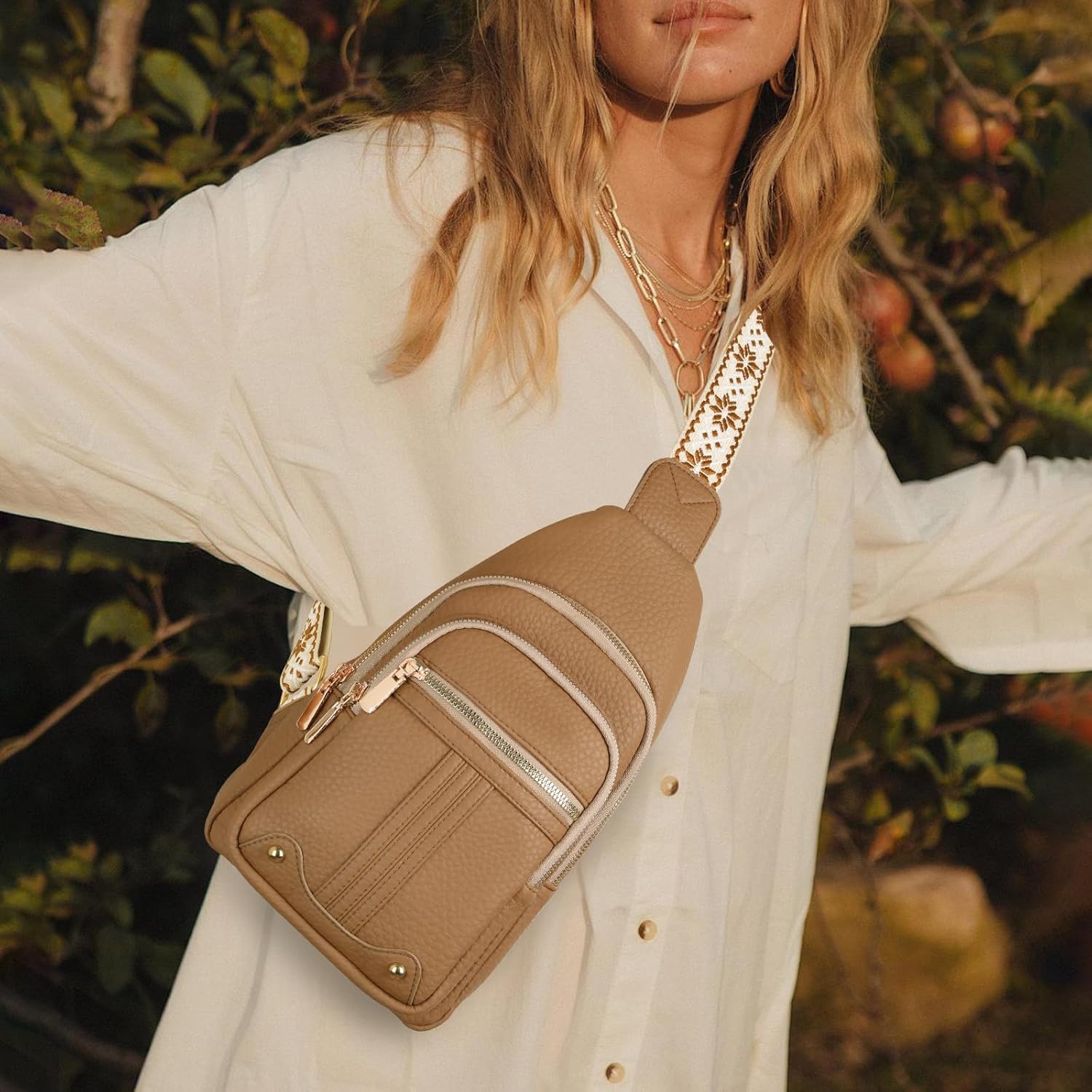 GAEKEAO Sling Bag for Women Crossbody Bags Fanny Pack Vegan Leather Chest Bag Travel Shoulder Belt Purse Backpack Gifts - Image 2