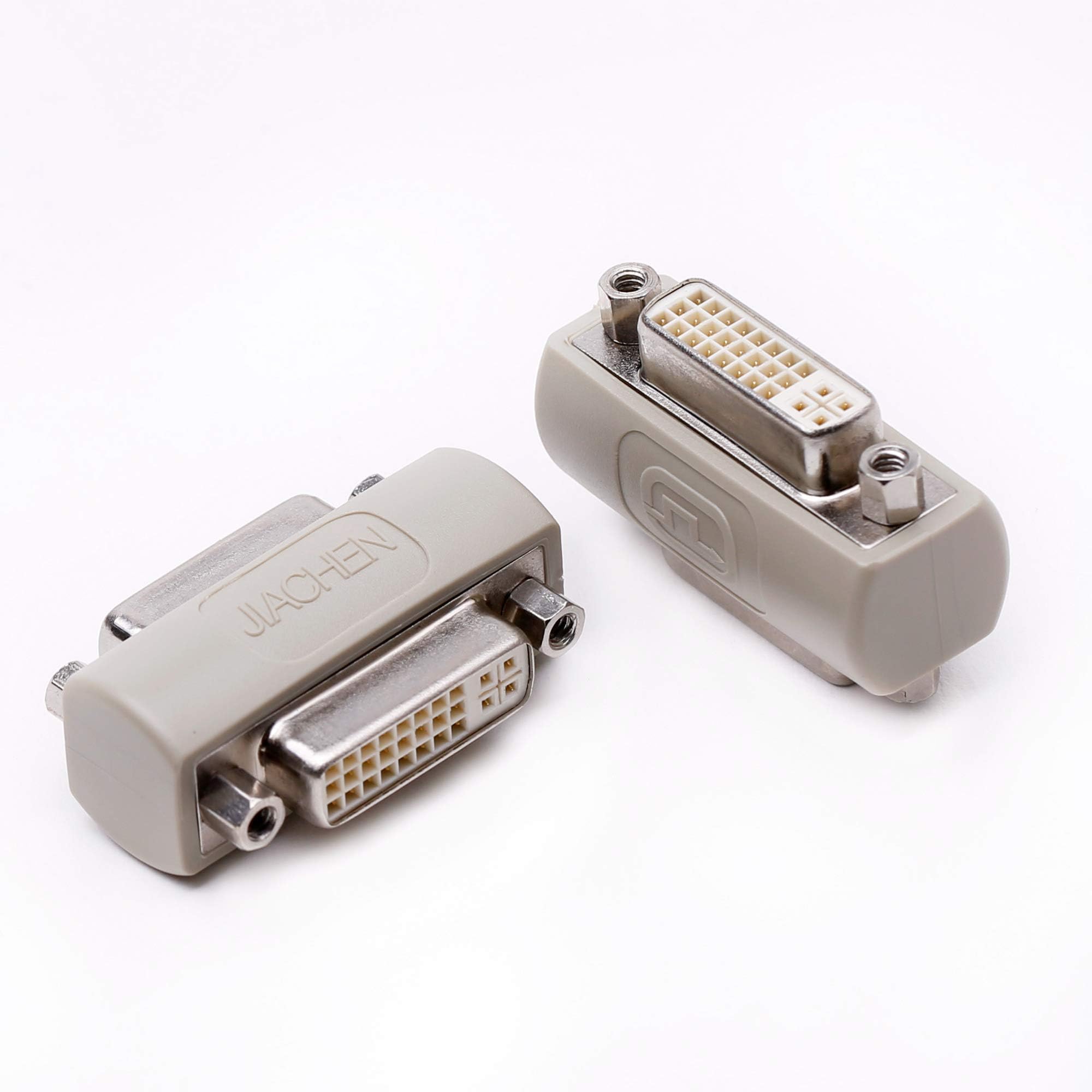 Arnorin DVI Coupler Female to Female Gender Changer Bulkhead Mount Adapter(Beige Nickel Plated) 2 Pack