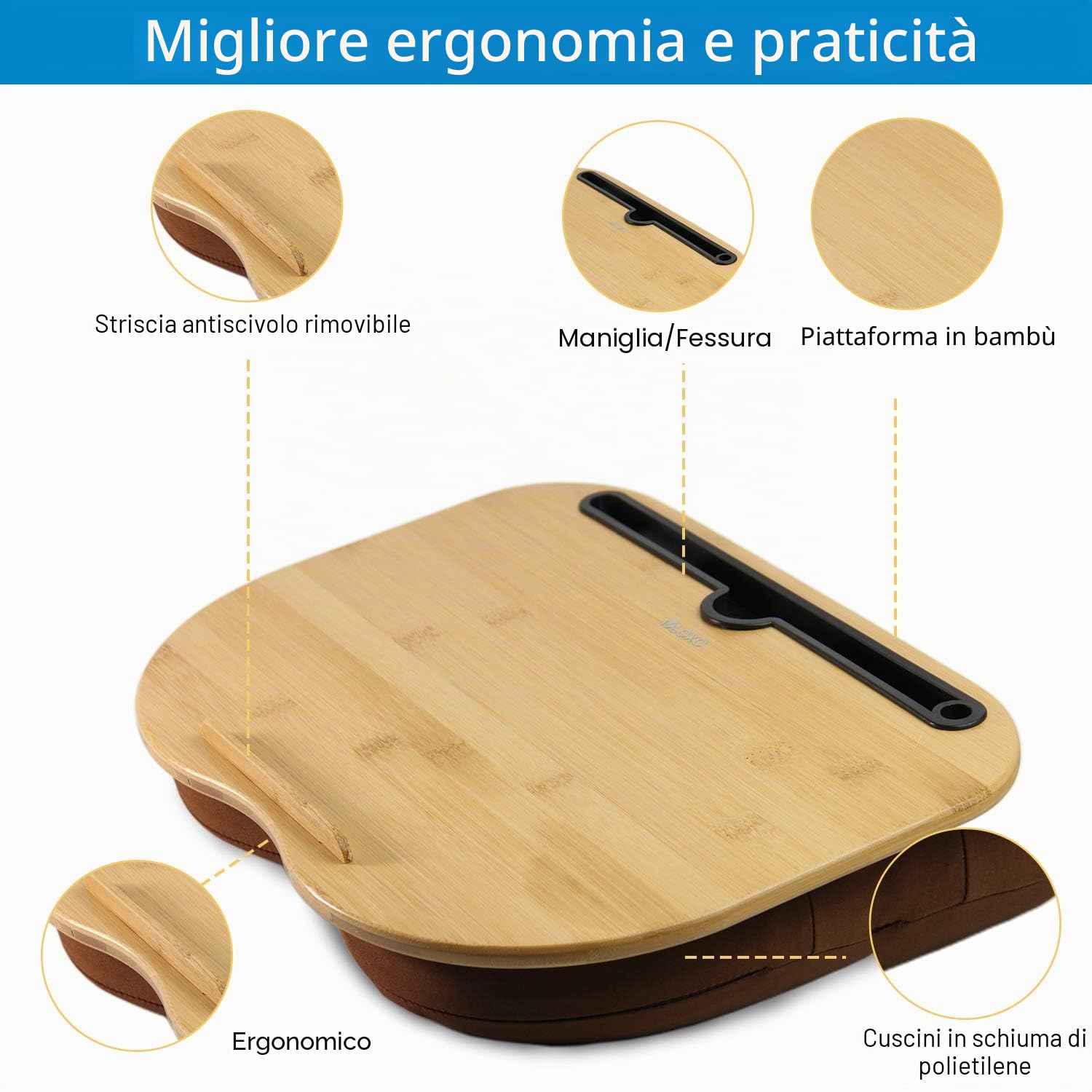 VLOXO Supporto per Laptop Portatile con Cuscino, Vassoio per Divano letto Multifunzionale Fessura Supporto per Tablet con Striscia Antiscivolo per dell'home office da utilizzare Laptop Fino a 14"