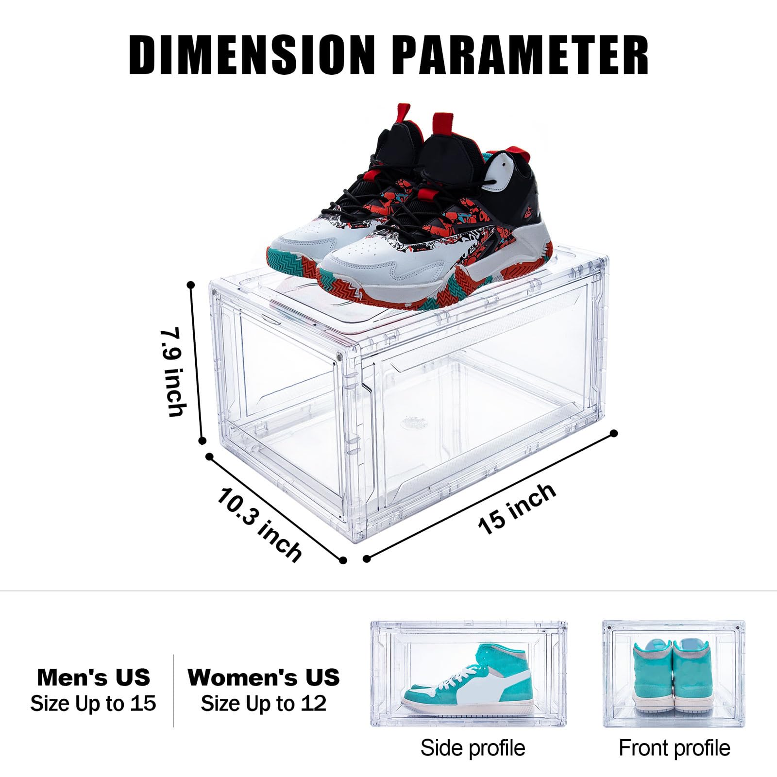 AOHMPT 12 Pack Clear Shoe Boxes - Drop Front, Stackable Acrylic Sneaker Display Case - View #4