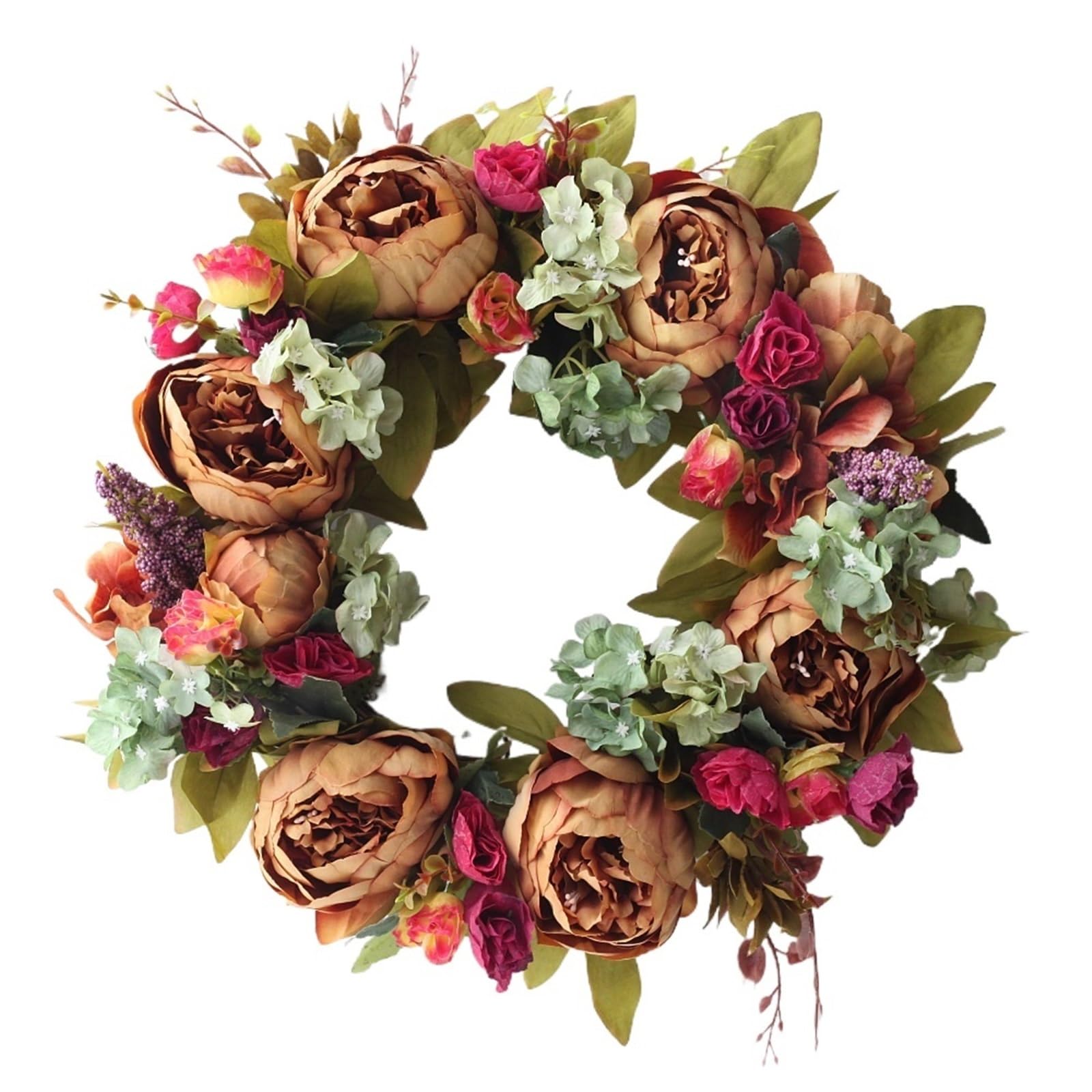 Luysgbxr Color 03 Wreaths Wreath 1Pc, Simulation Peony Flower Silk Fake Tea Bract Rattan Wall Hanging Green Plant Home Decoration Pen(Color 03)