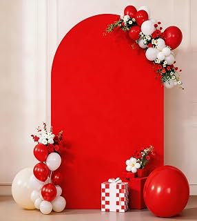6 FT Red Arch Backdrop Cover Spandex Fitted Chiara Wedding Arch Backdrop Stand Covers for Party Birthday Bridal Shower Engagement Photo Studio Backgrounds Decorations
