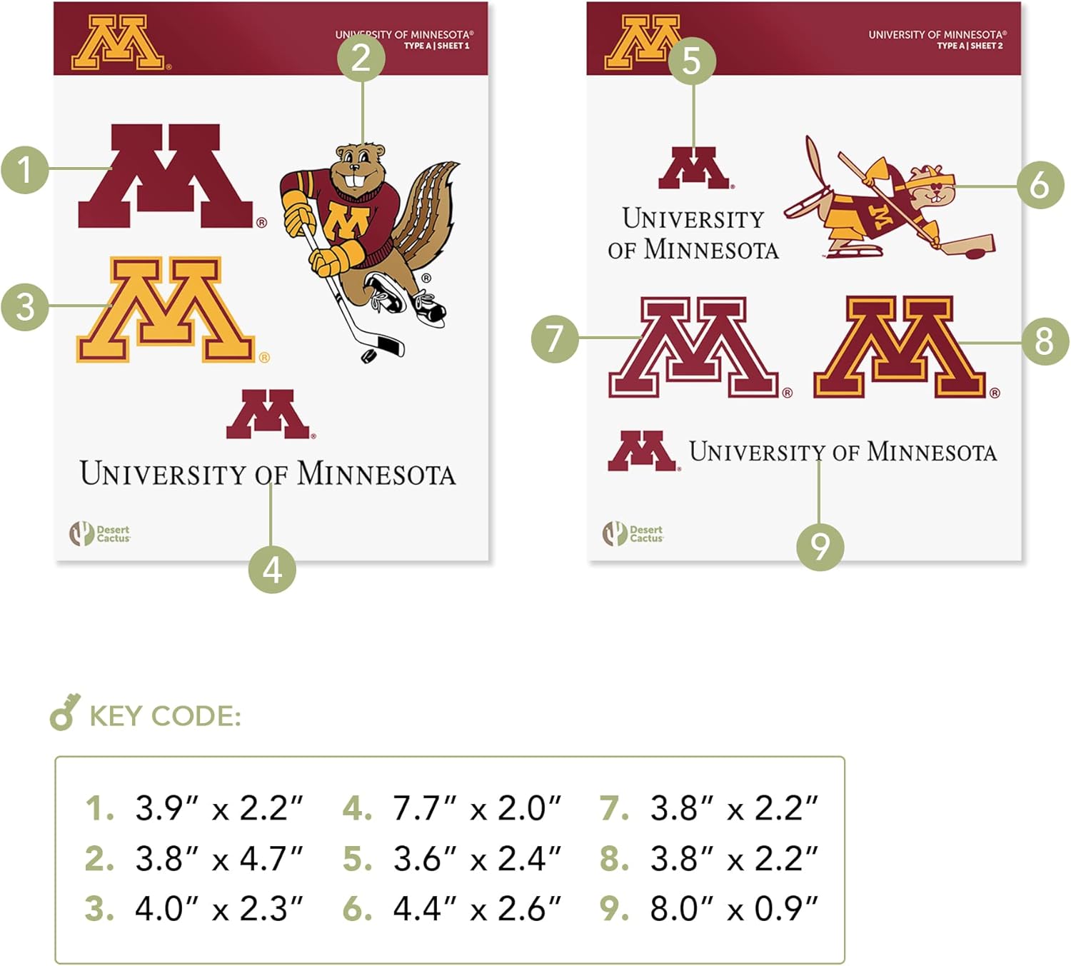 Desert Cactus University of Minnesota Sticker Vinyl Decal Laptop Water Bottle Car Scrapbook (Type A) - Image 3