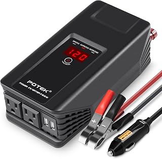 POTEK 750W Power Inverter 12V DC to 110V AC Car Converter, Dual AC Outlets & USB Ports for Laptops, Phones, Tablets & Small Appliances