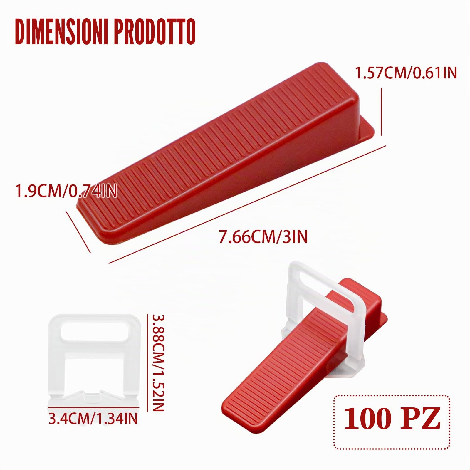 Set di sistema di livellamento per piastrelle da 200 pezzi, con 100 linguette da 3 mm e 100 cunei per piastrelle in plastica, cunei per piastrelle. Dite addio alle piastrelle inclinate. Utensili per