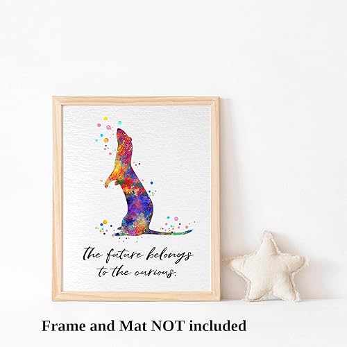 Vista 3 de Dignovel Studios 8 x 10 sin marco hurón doméstico mascota doméstica animal mascota cita inspiradora futuro pertenece a curioso acuarela arte