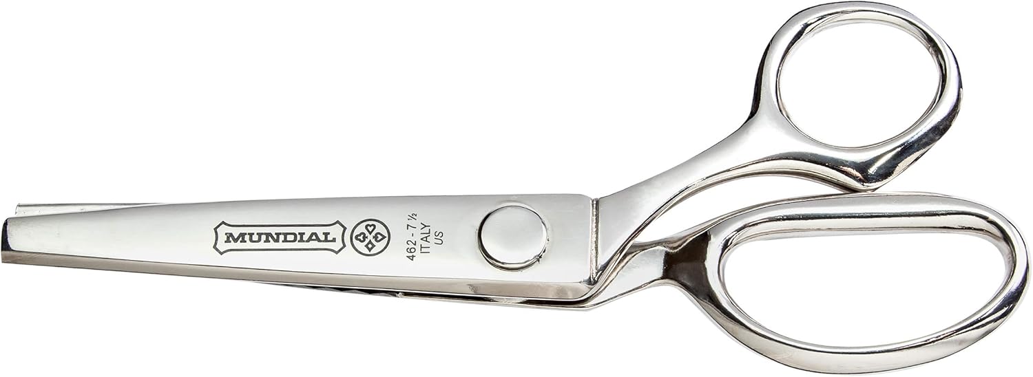 Mundial Classic Forged 7.5" Pinking Shears – Professional Fabric Scissors, High-Carbon Stainless Steel, Durable Zig-Zag Cut Blades, Comfort Grip Handles, Ideal for Sewing, Quilting, and Crafting