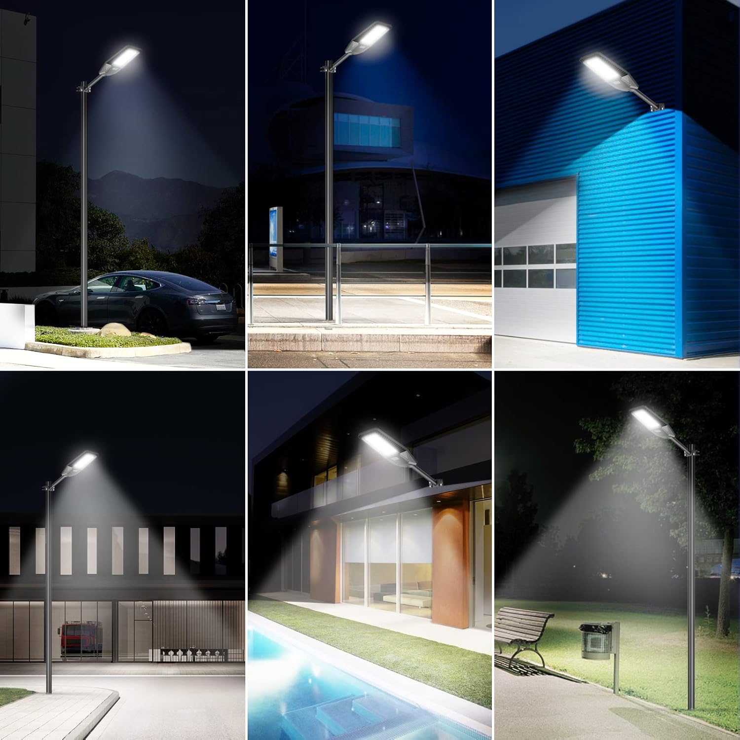 TENKOO LED Solar Street Light Outdoor 2 Pack 6500K Motion Sensor Lamp Waterproof IP66 Security Powered for Dusk Dawn Court and Parking Lot Solar Flood Lights Commercial Streetlight