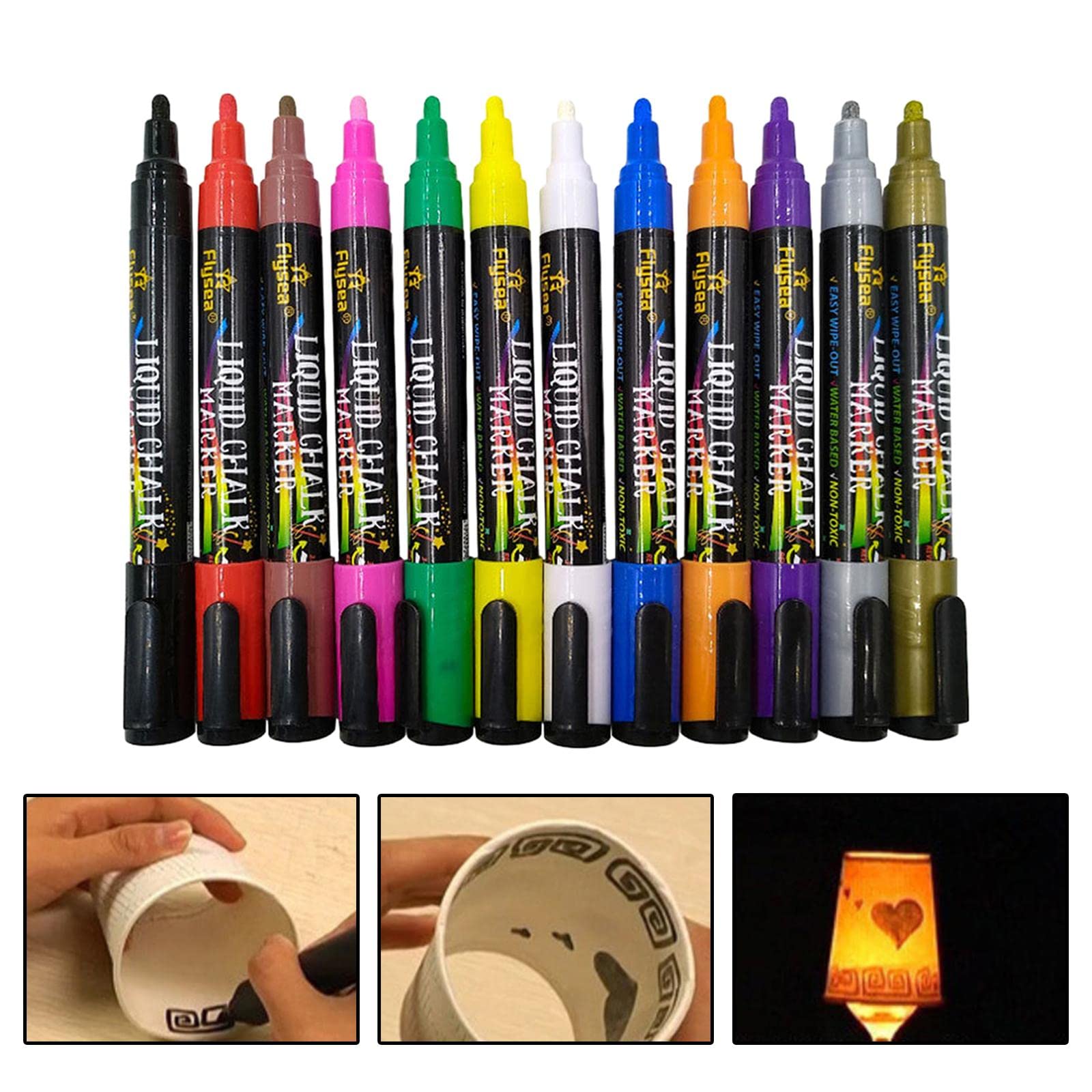Juego de 3 rotuladores fluorescentes, 12 unidades, estilo vintage, graffiti