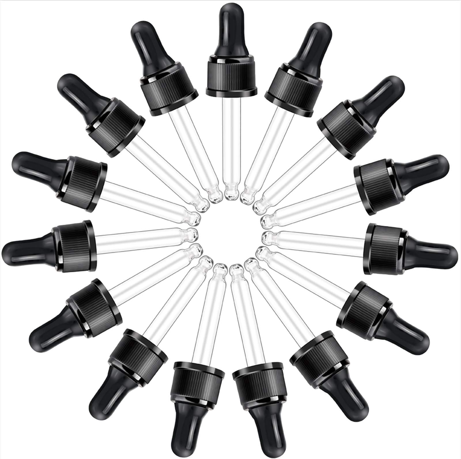 YGDZ Droppers for Essential Oils 15 Pack 15ml (1/2 Ounce) Glass Eye Dropper Tops - Fit for DoTerra Young Living 15ml Essential Oil Bottles