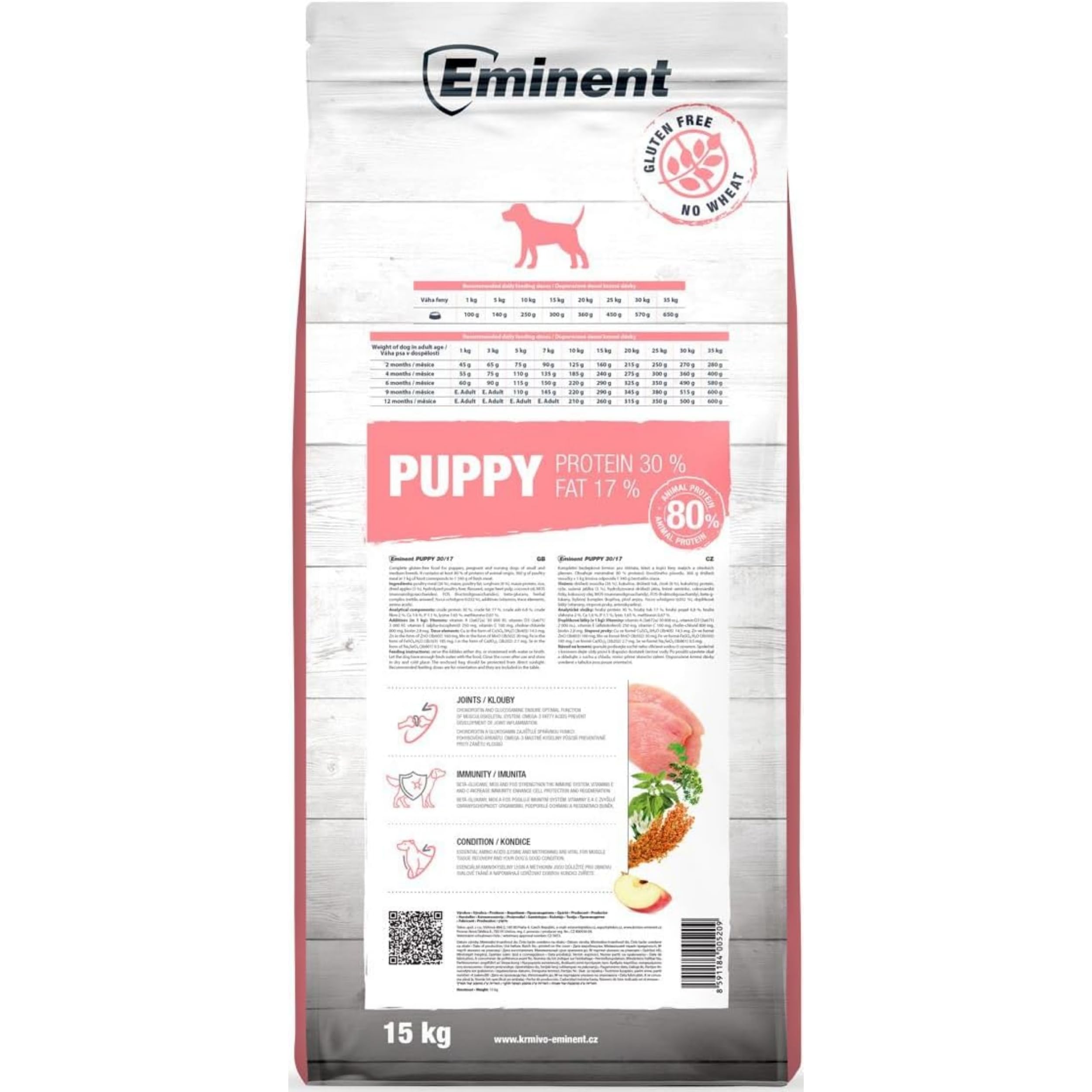 Eminent Puppy Alimento para Perros Gluten |alimento seco para Cachorros, Perras gestantes y Lactantes, Razas pequeñas y Medianas, 15 kg