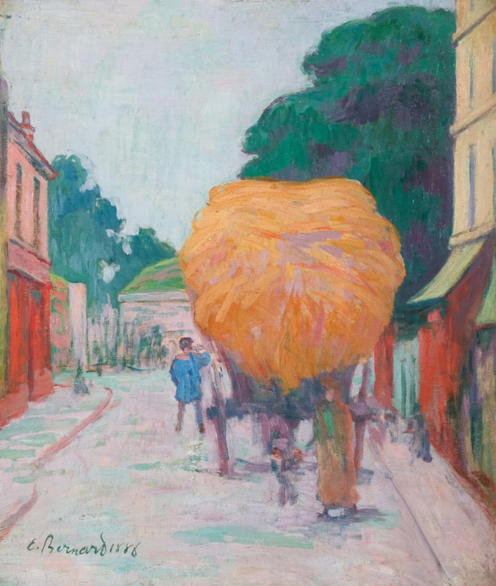 SERENDIPITP Vintage Picture Print on Canvas Wall Art Poster the Gate of Asnieres the Char of Hay by Emile Bernard Artwork Print Poster for Wall Decor 60x90cm