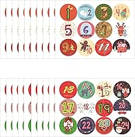 Vista 7 de 20 hojas de calcomanías de números de calendario de Adviento de Navidad, 1-24 calcomanías de calendario de cuenta regresiva de Navidad, calcomanías