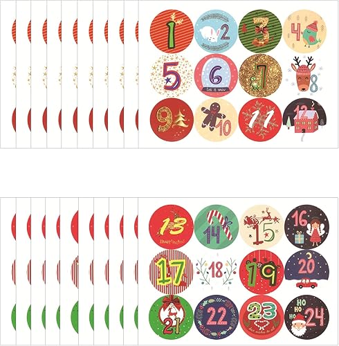 Miniatura 7 de 20 hojas de calcomanías de calendario de Adviento de Navidad calcomanías de calendario de cuenta regresiva de Navidad calcomanías de calendario de